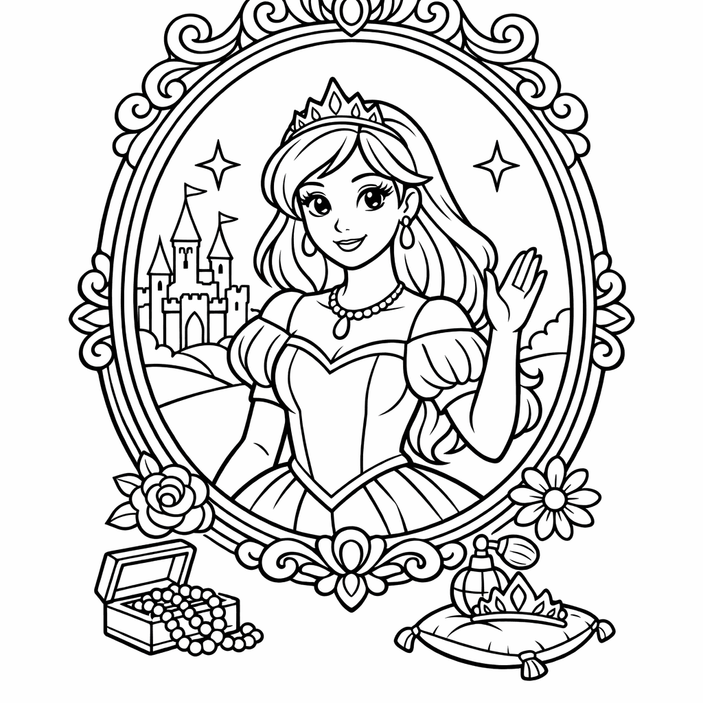 Free printable coloring page: Object Only: Two Or Three Mirrors Side By…, for ages 7-12