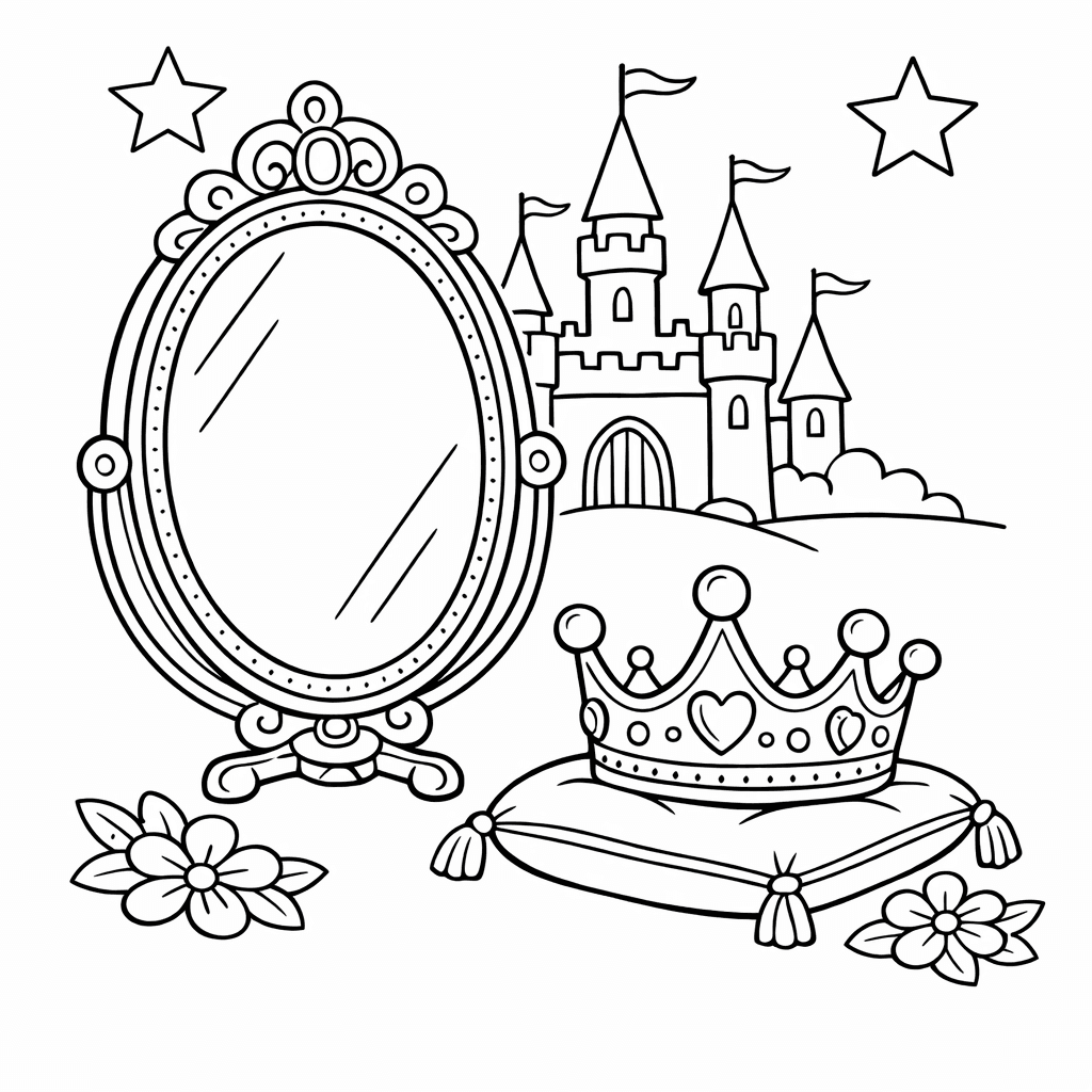 Free printable coloring page: Mirror And Reflection, for ages 7-12