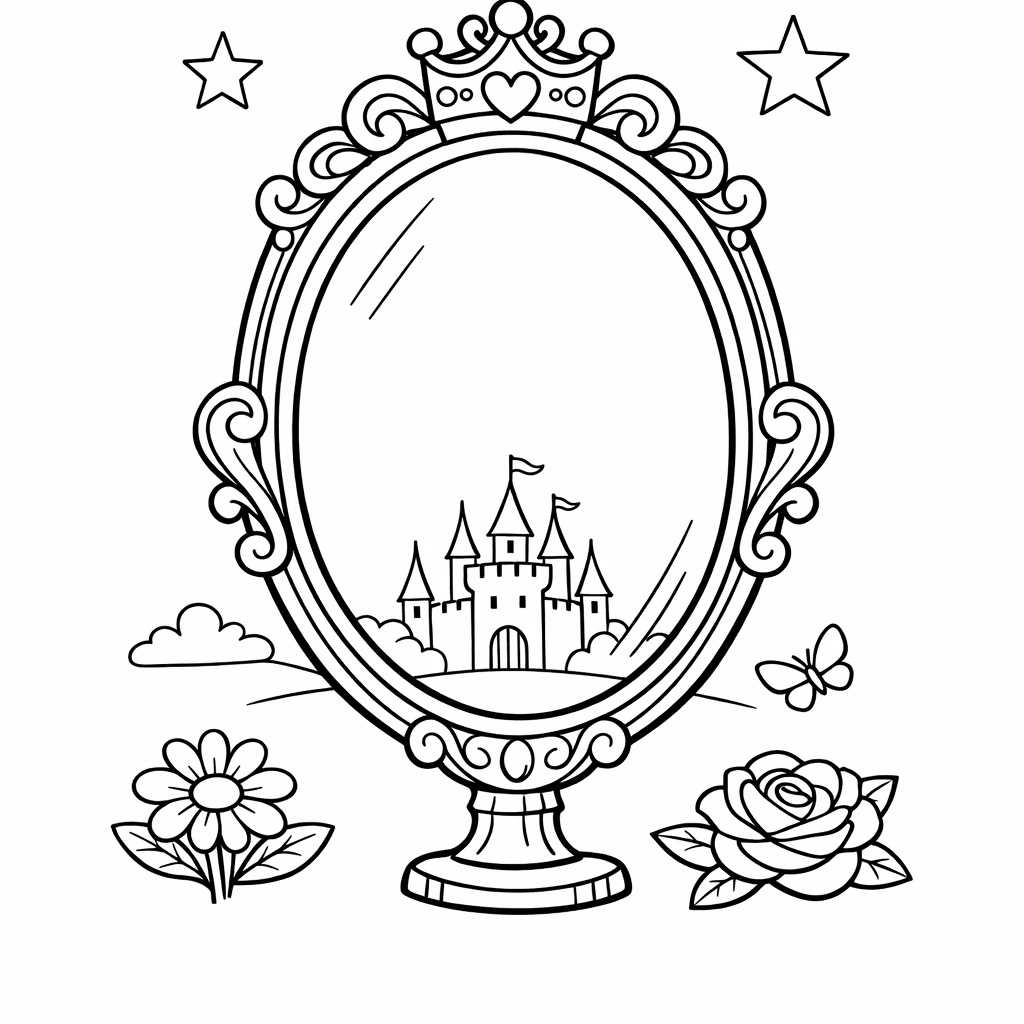 Free printable coloring page: Mirror And Frame, for ages 7-12