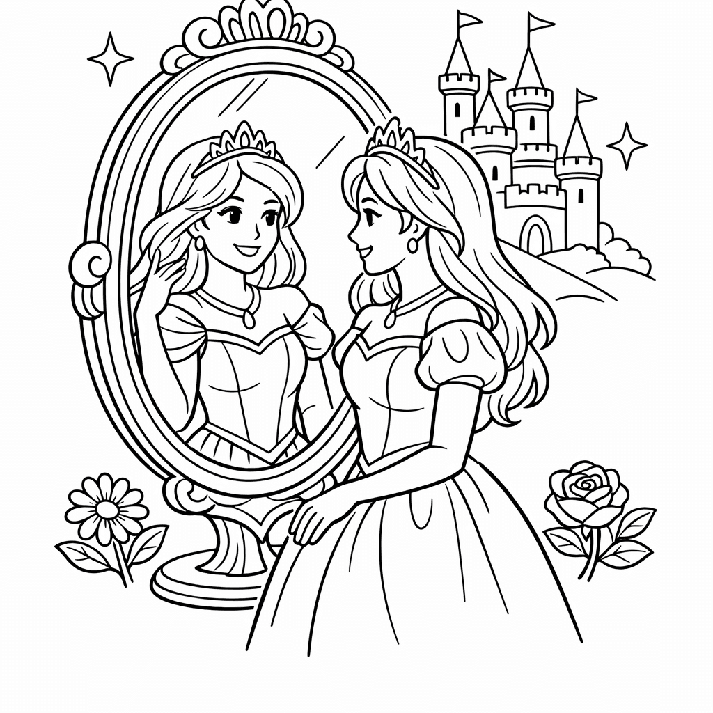 Free printable coloring page: Ornate Mirror, for ages 7-12