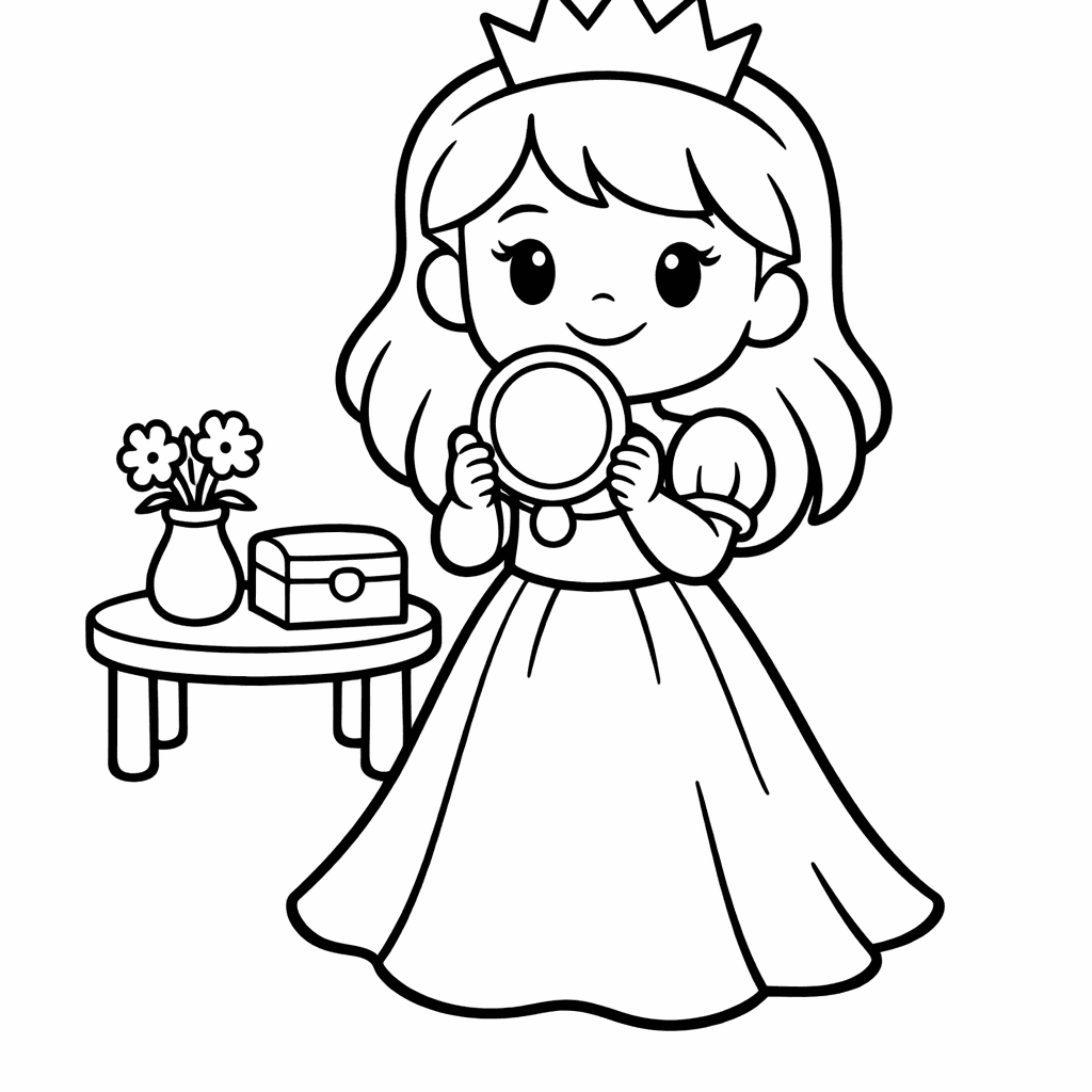 Free printable coloring page: Mirror On Wall, for ages 3-6