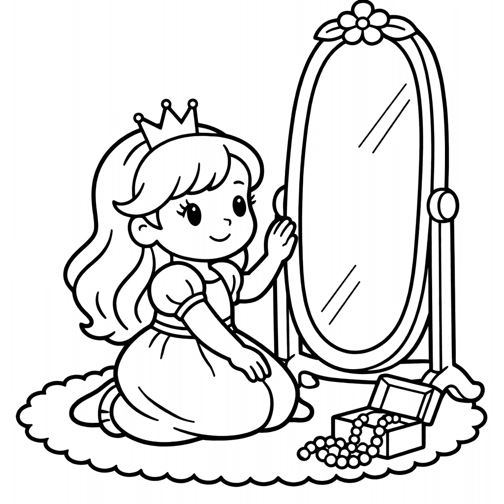Free printable coloring page: Mirror And Frame, for ages 3-6