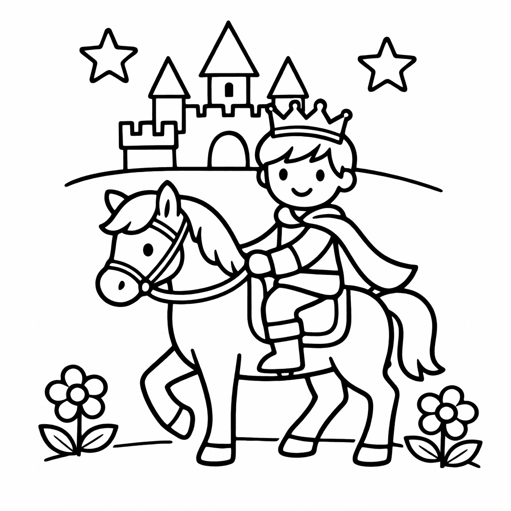 Prince Coloring Page — Object Only: A Cute Prince With Clean Outlines,…