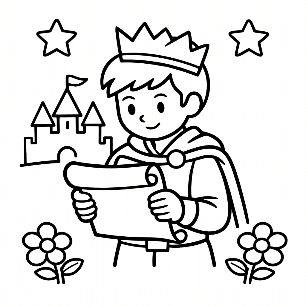 Prince Coloring Page — A Young Prince Riding A Horse Through A…