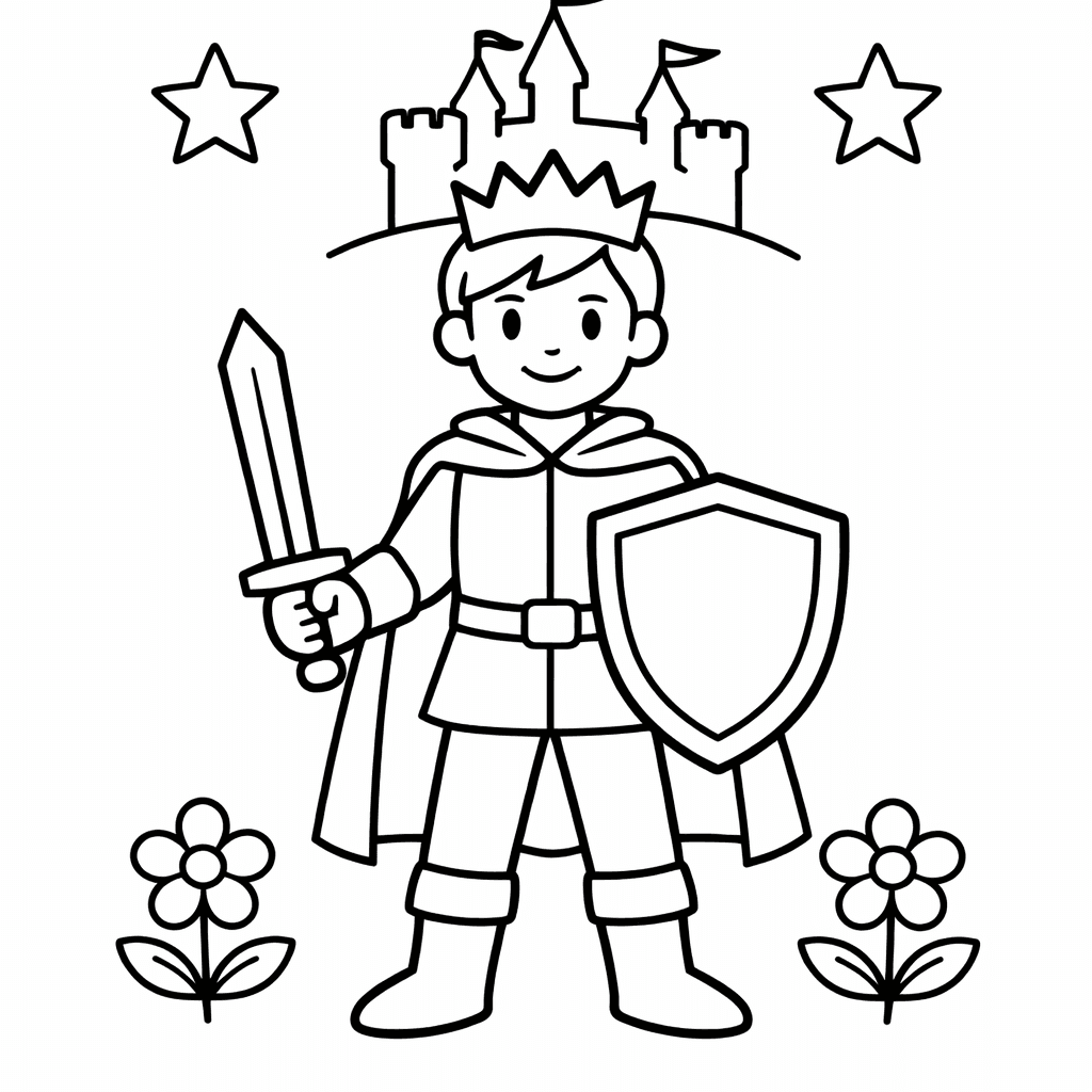 Prince Coloring Page — A Prince Petting A Friendly Dragon