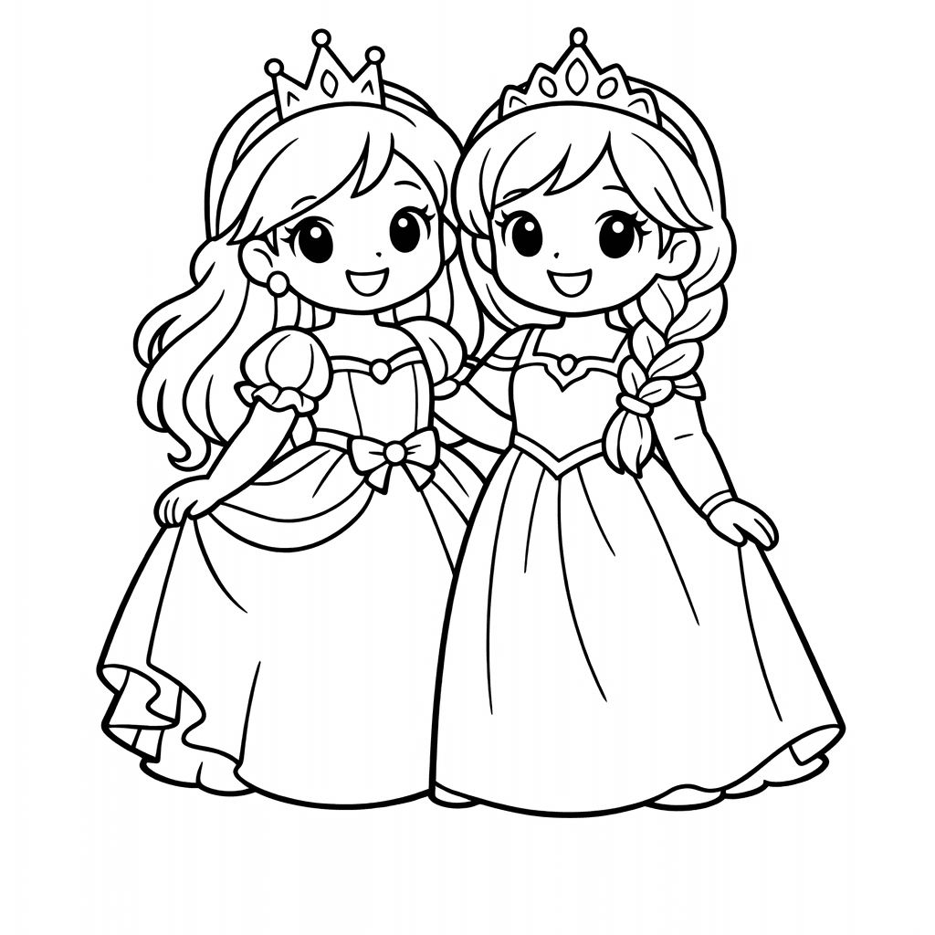 Free printable coloring page: A Young Princess Playing With A Puppy In…, for ages 7-12