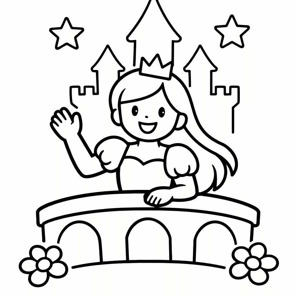 Princess Coloring Page — A Beautiful Princess Standing In A Garden Full…