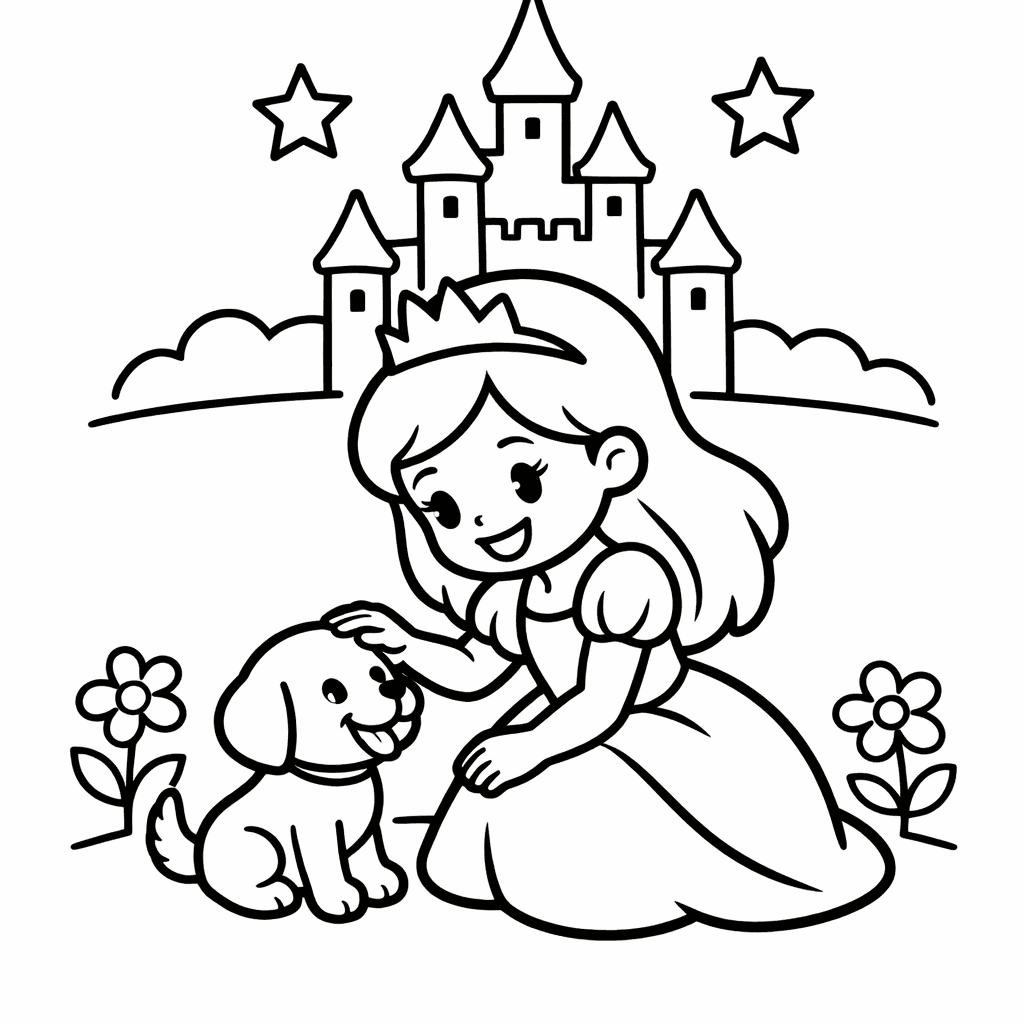 Princess Coloring Page — A Princess Reading A Book Under A Tree