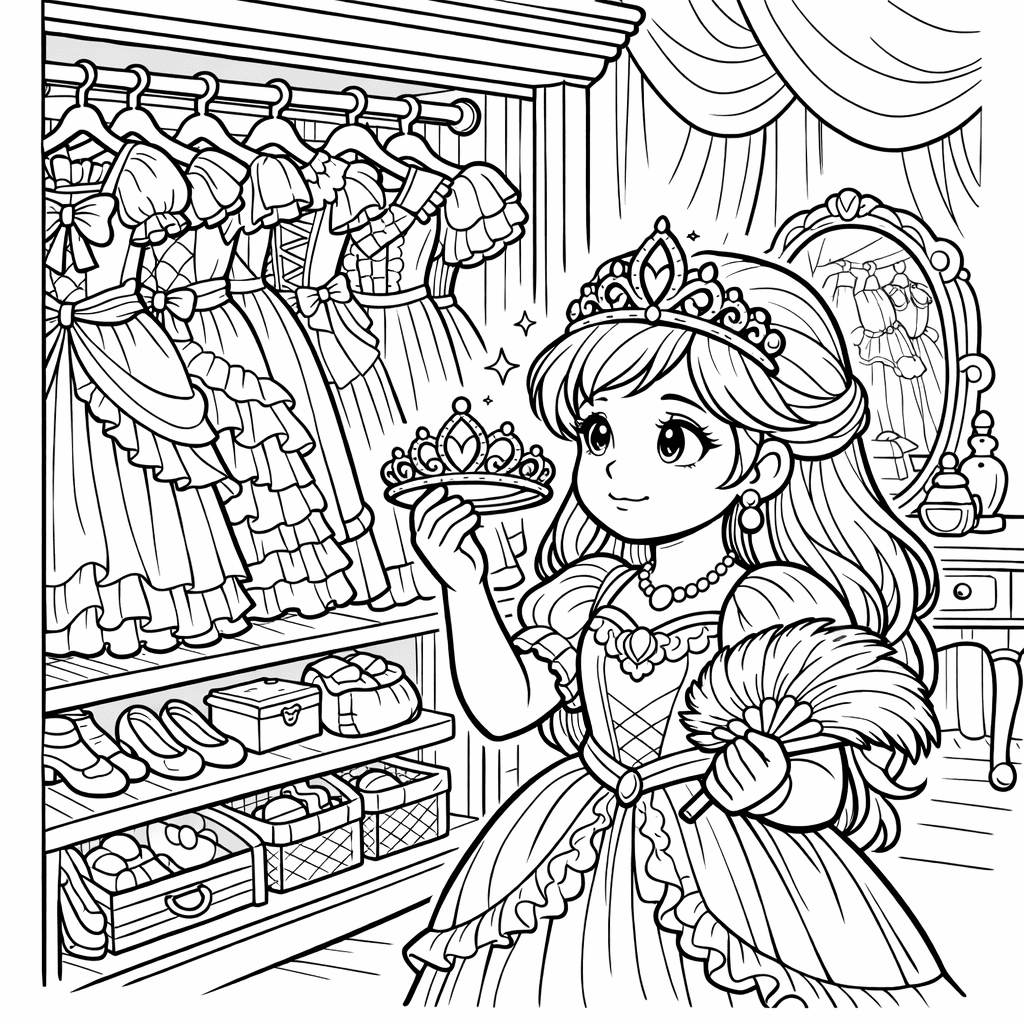Free printable coloring page: A Beautiful Ballgown On A Dress Form With…, for ages 7-12
