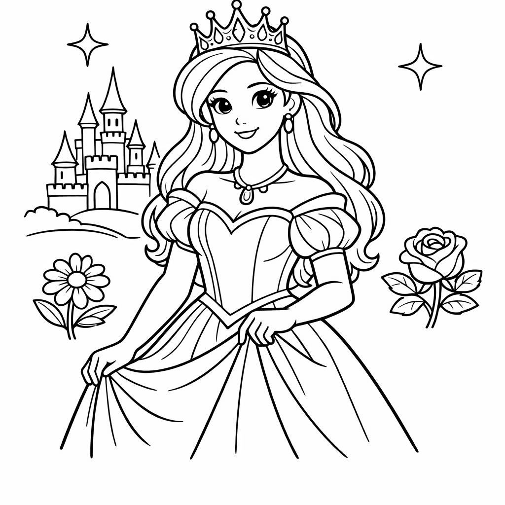 Free printable coloring page: A Queen Reading Stories To Young Children, for ages 7-12