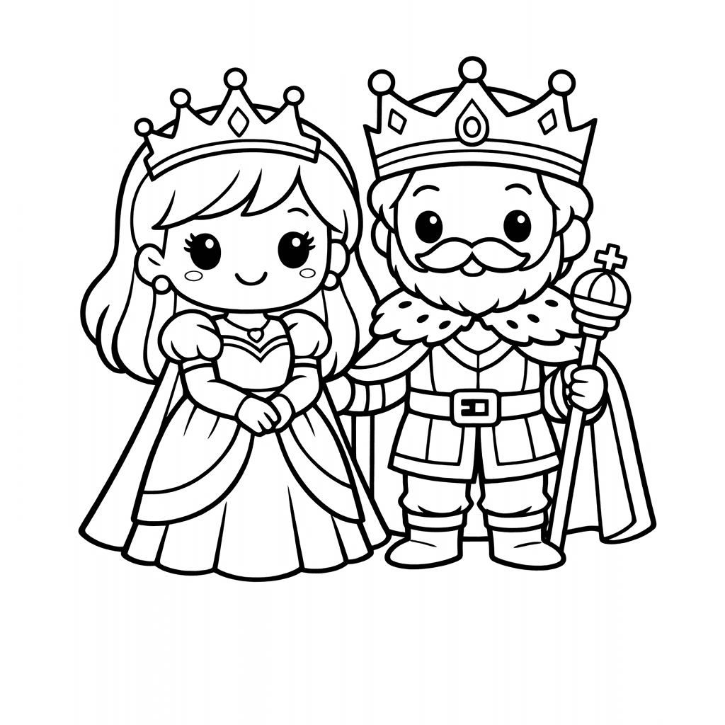 Free printable coloring page: A Queen Holding A Golden Scepter, for ages 7-12