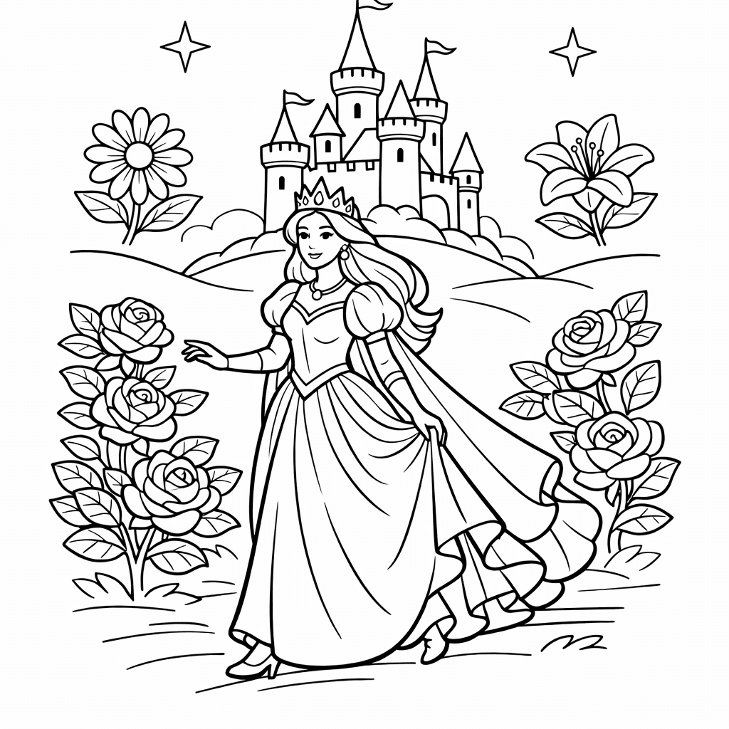 Free printable coloring page: A Queen Holding A Golden Scepter, for ages 7-12