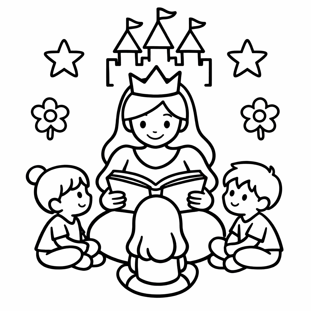 Free printable coloring page: Object Only: A Queen And King Standing Together,…, for ages 3-6