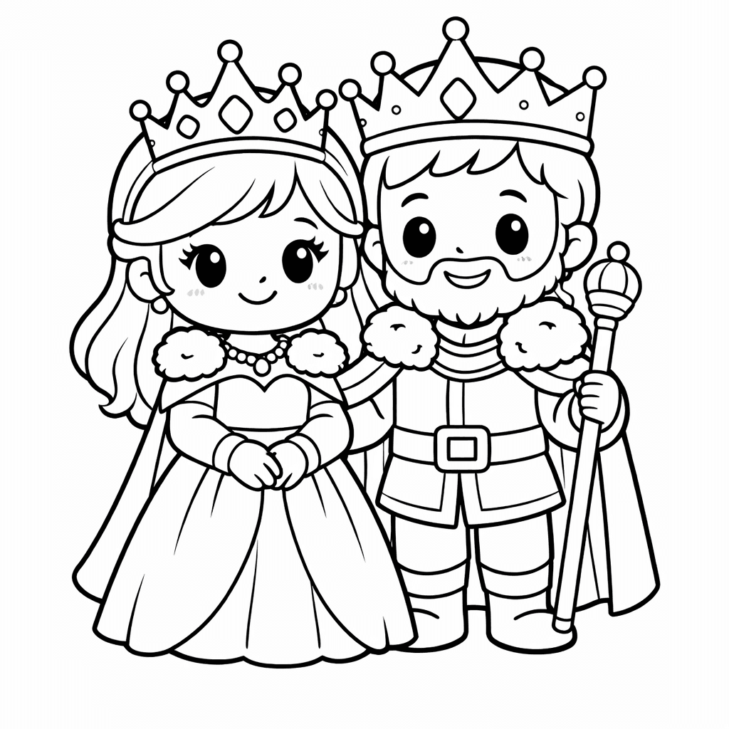 Free printable coloring page: A Queen Wearing A Beautiful Crown And Gown, for ages 3-6