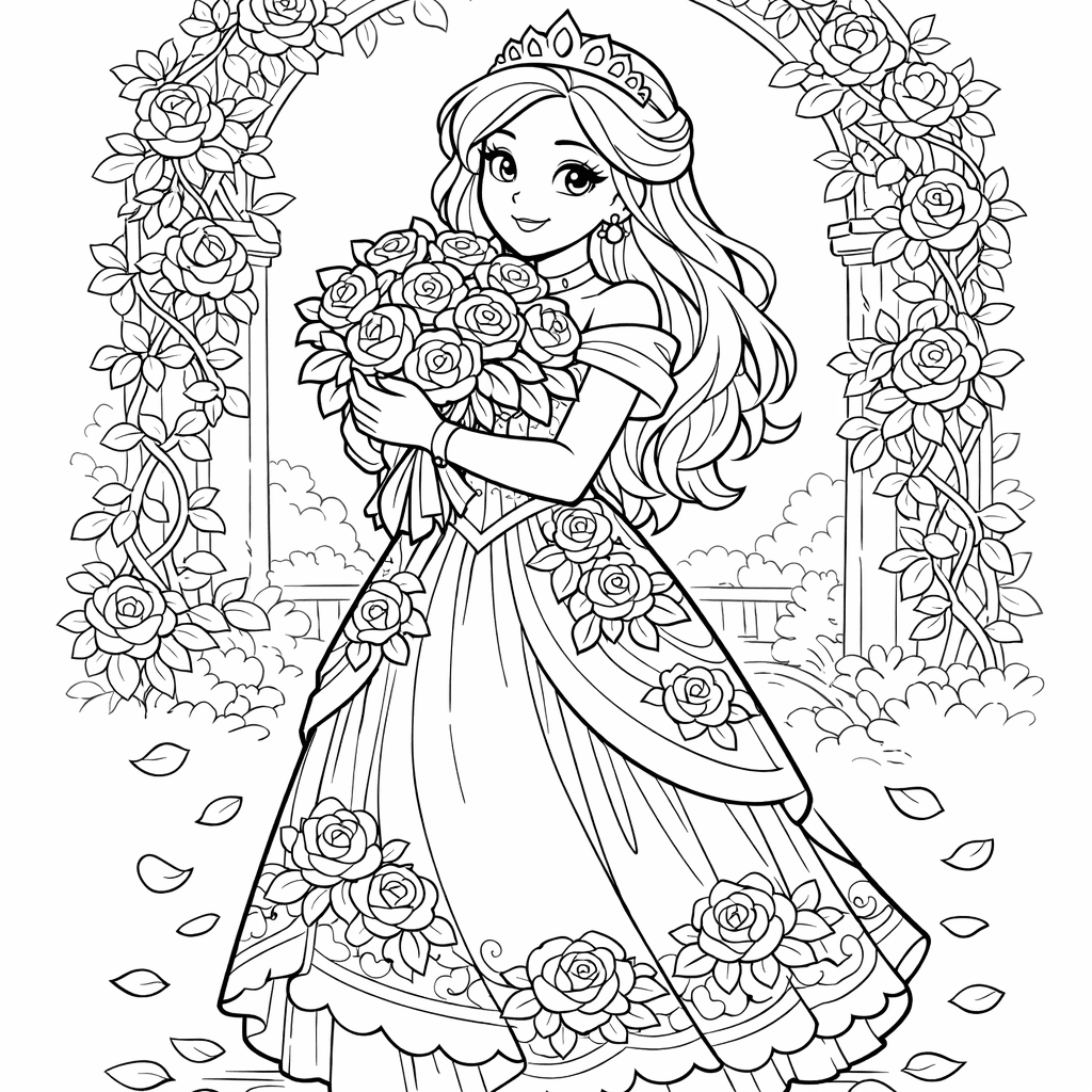 Free printable coloring page: Single Rose, for ages 7-12