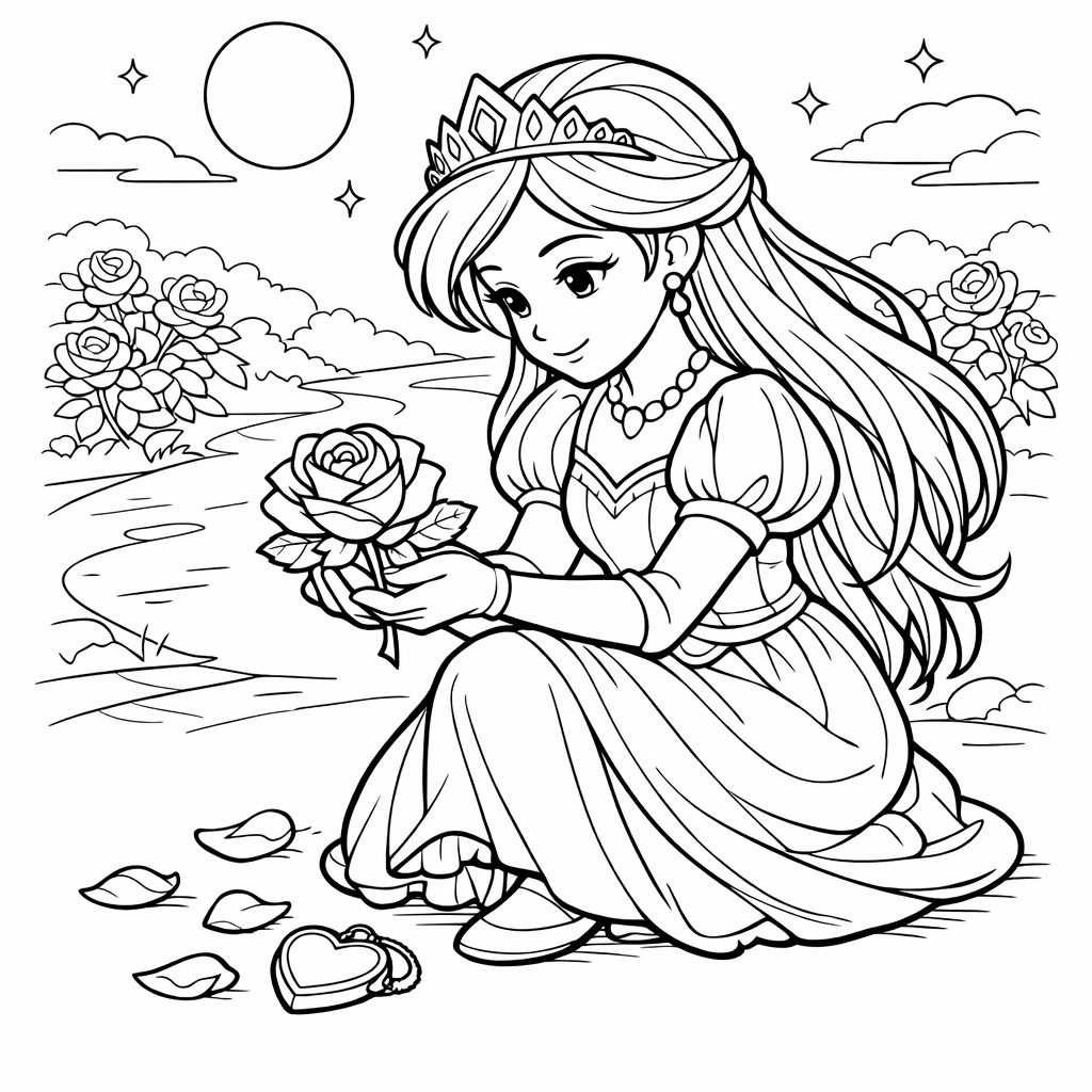 Free printable coloring page: Object Only: Two Or Three Roses Side By…, for ages 7-12