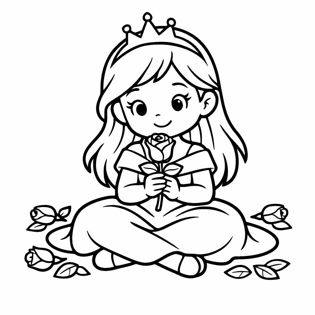 Free printable coloring page: Rose And Castle, for ages 3-6