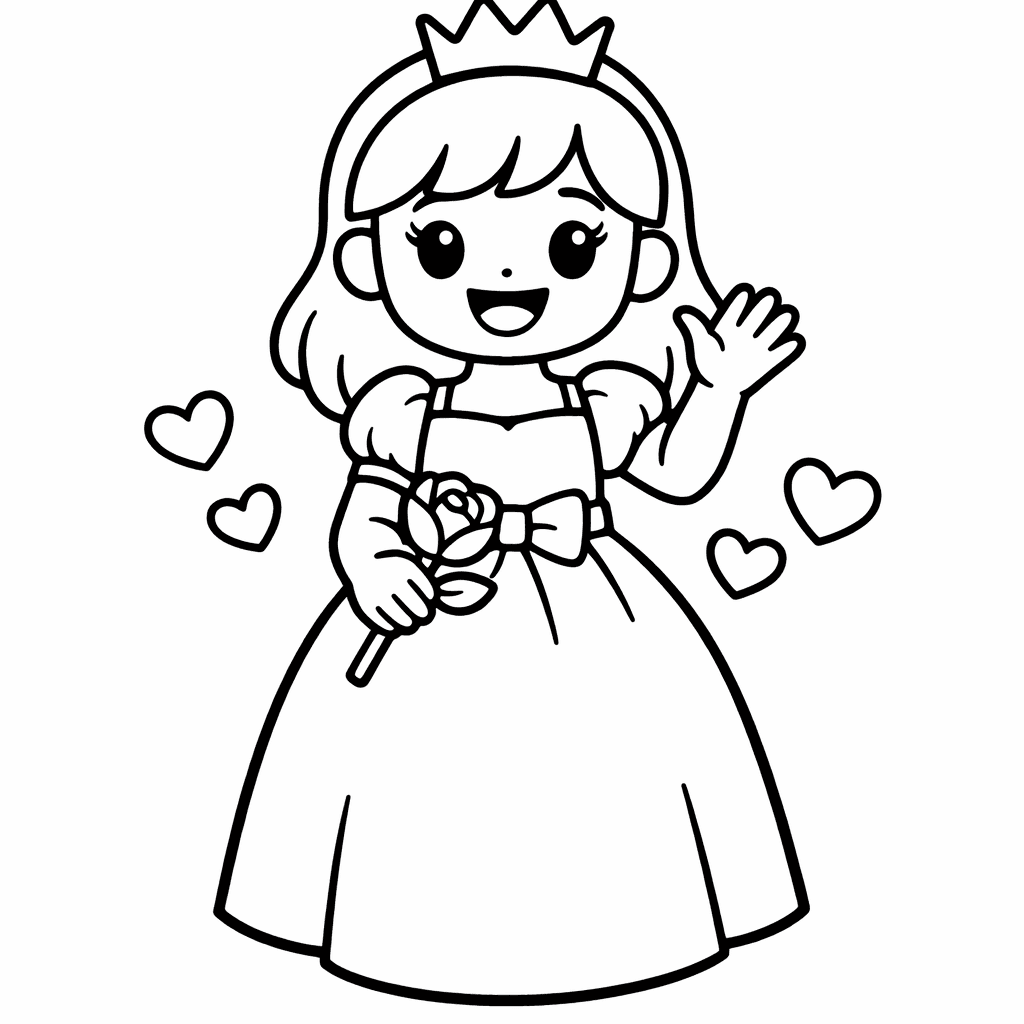 Free printable coloring page: Enchanted Rose, for ages 3-6