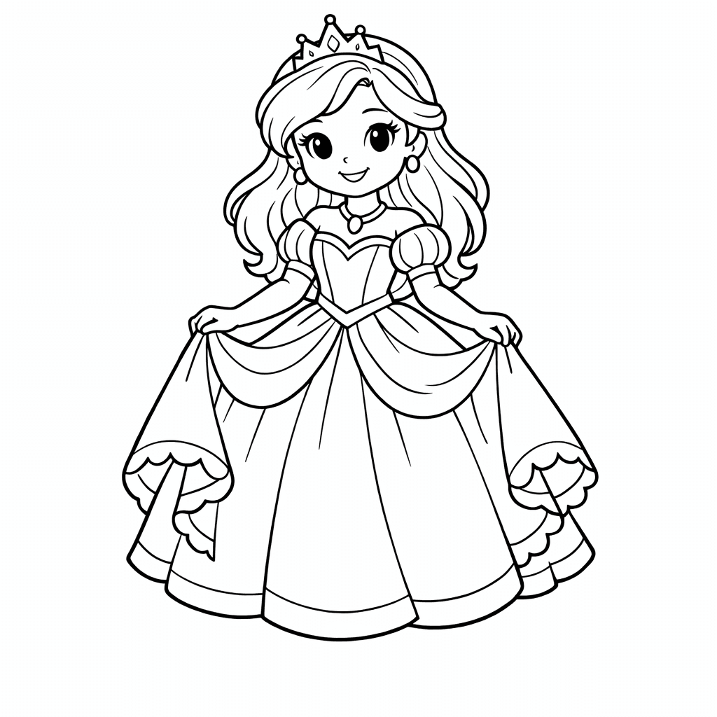 Free printable coloring page: A Princess Getting Ready For The Ball In…, for ages 7-12