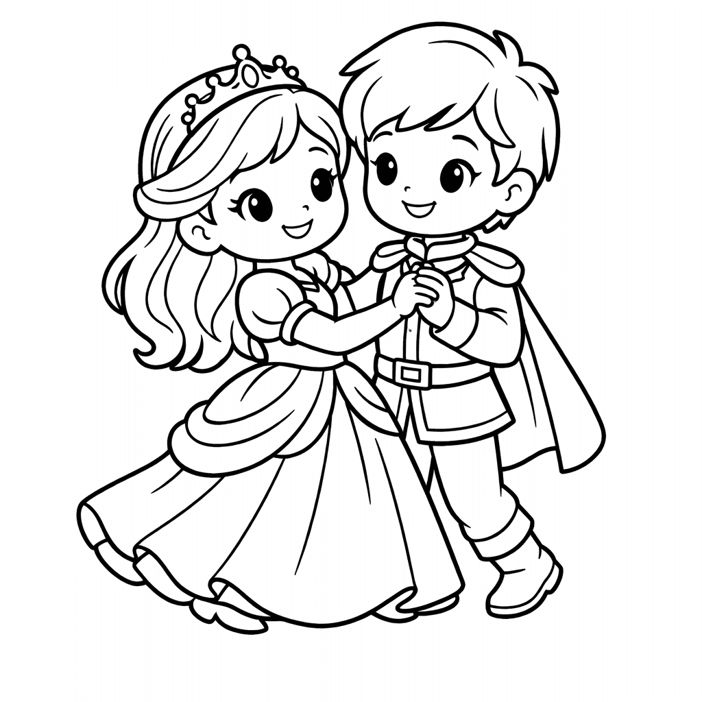 Free printable coloring page: Object Only: A Couple Dancing, Simple And Adorable,…, for ages 3-6