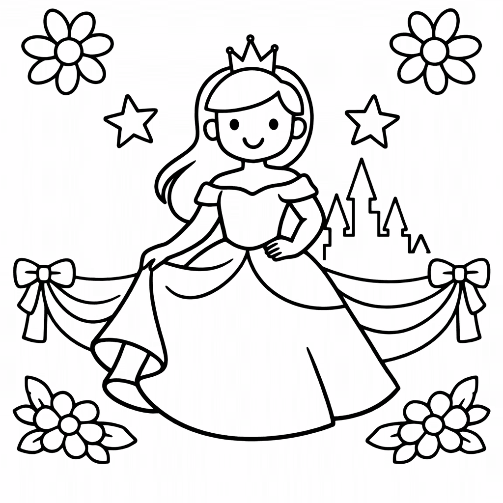 Free printable coloring page: A Magical Ballroom With Sparkles And Music, for ages 3-6