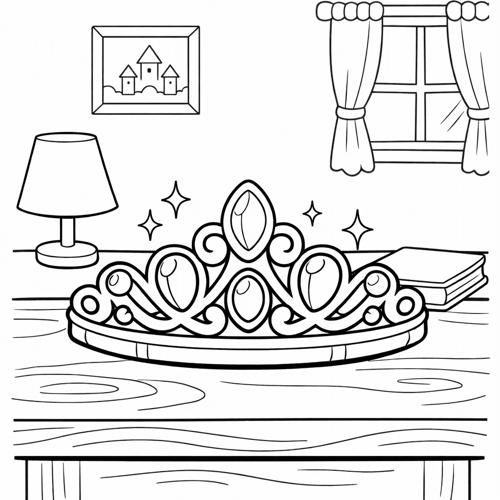 Tiara Coloring Page — Object Only: Three Different Crowns, No Background