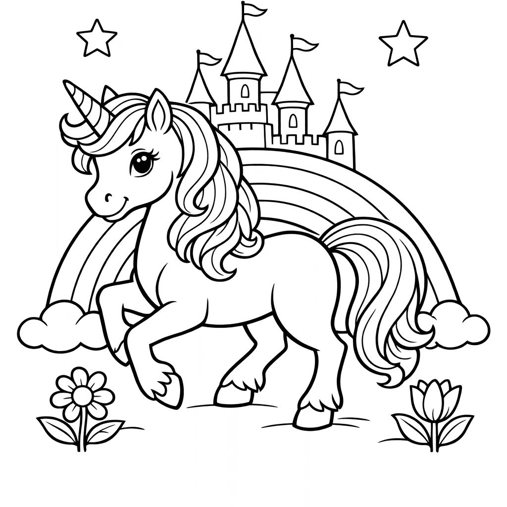 Unicorn Coloring Page — Unicorn In Forest