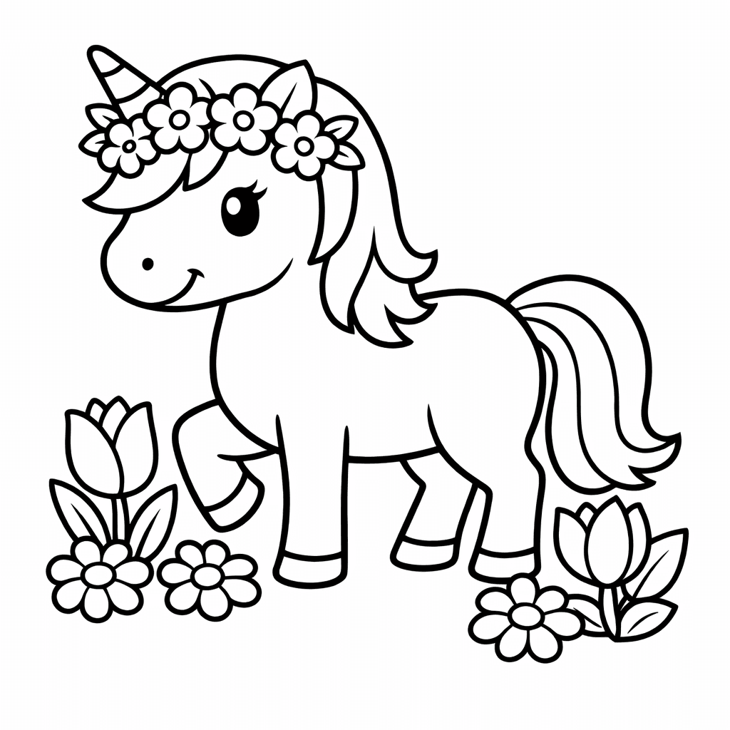 Unicorn Coloring Page — Object Only: Two Or Three Unicorns Side By…