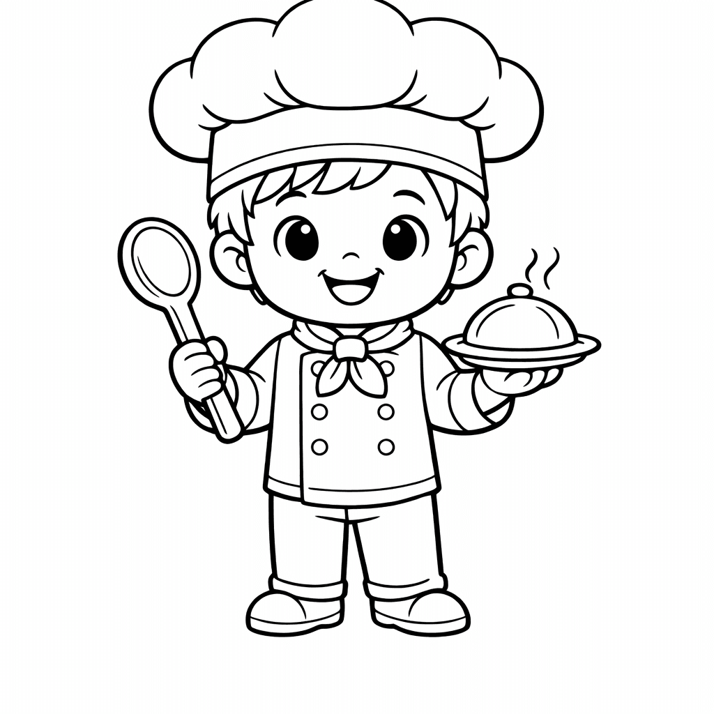 Chef Coloring Page — A Playful Chef Juggles Colorful Fruits In A…