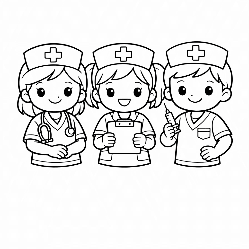 Free printable coloring page: A Playful Nurse In A Whimsical Fantasy Land…, for ages 7-12