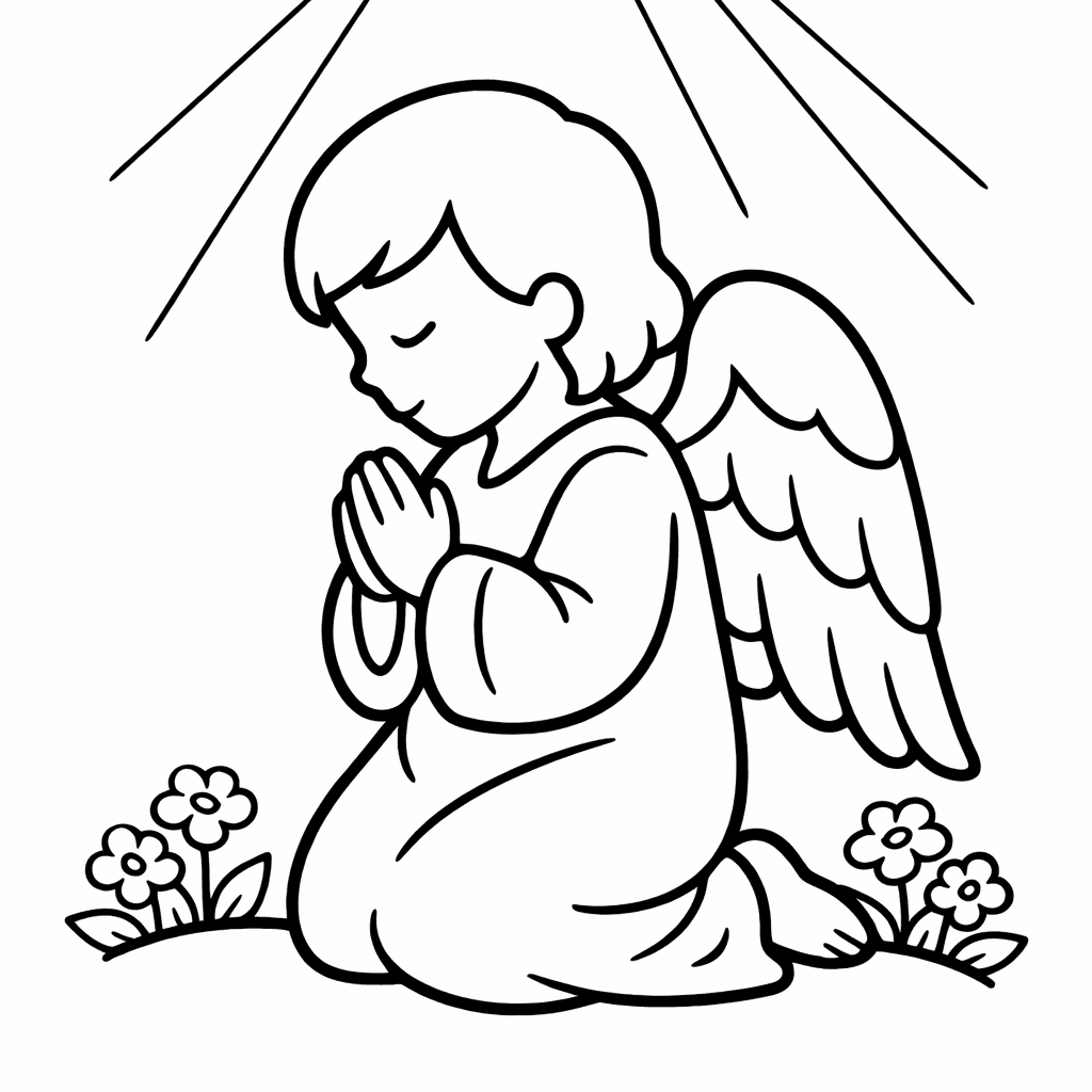 Angel Coloring Page — Angel And Halo