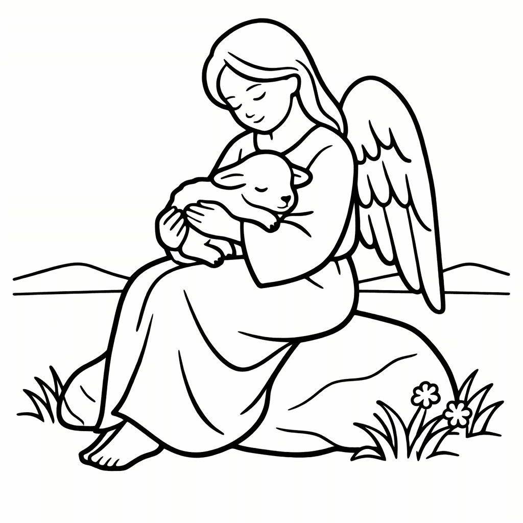 Angel Coloring Page — Angel With Wings