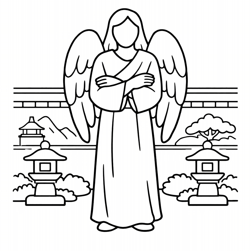 Angel Coloring Page — Object Only: Two Or Three Angels Side By…