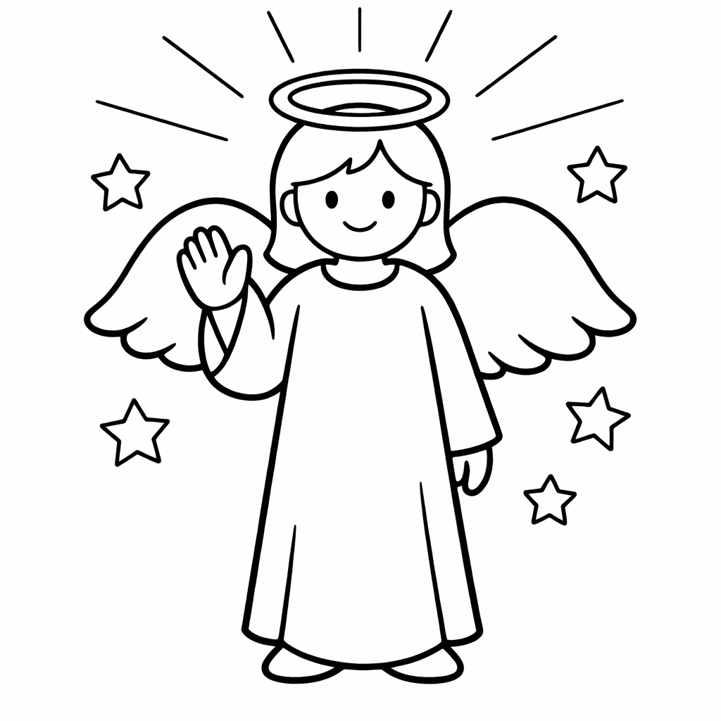 Angel Coloring Page — Object Only: Two Or Three Angels Side By…