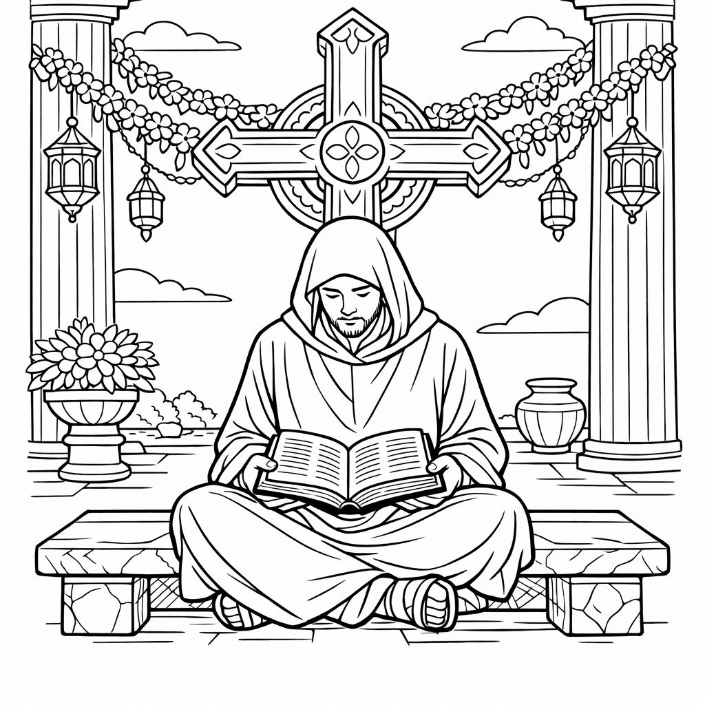 Free printable coloring page: Bible Simple, for ages 7-12