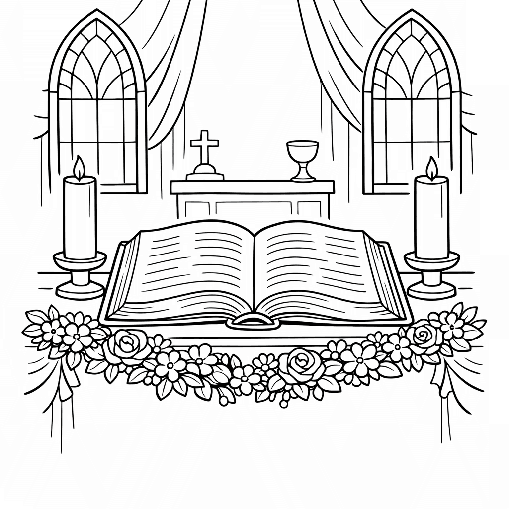 Free printable coloring page: Object Only: Two Or Three Bibles Side By…, for ages 7-12