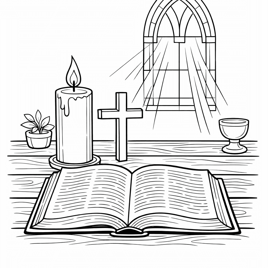 Free printable coloring page: Object Only: Two Or Three Bibles Side By…, for ages 7-12
