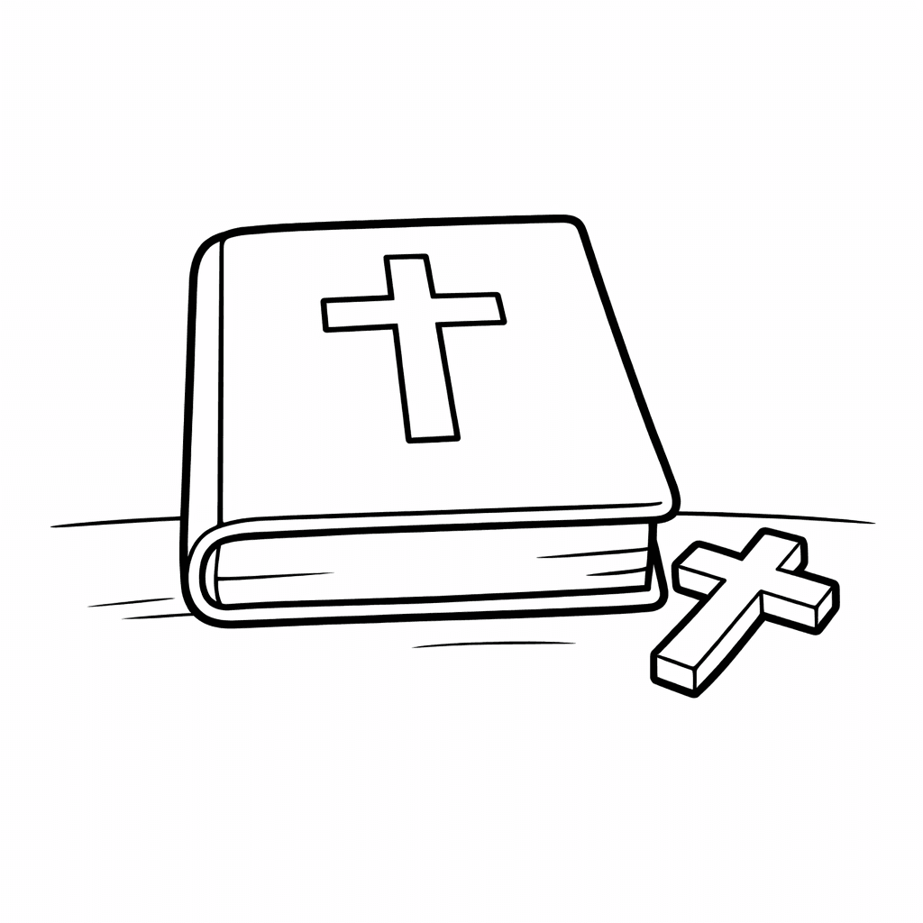 Bible Coloring Page — Bible And Heart