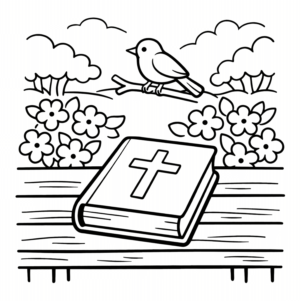 Bible Coloring Page — Object Only: A Cute Bible With Clean Outlines,…