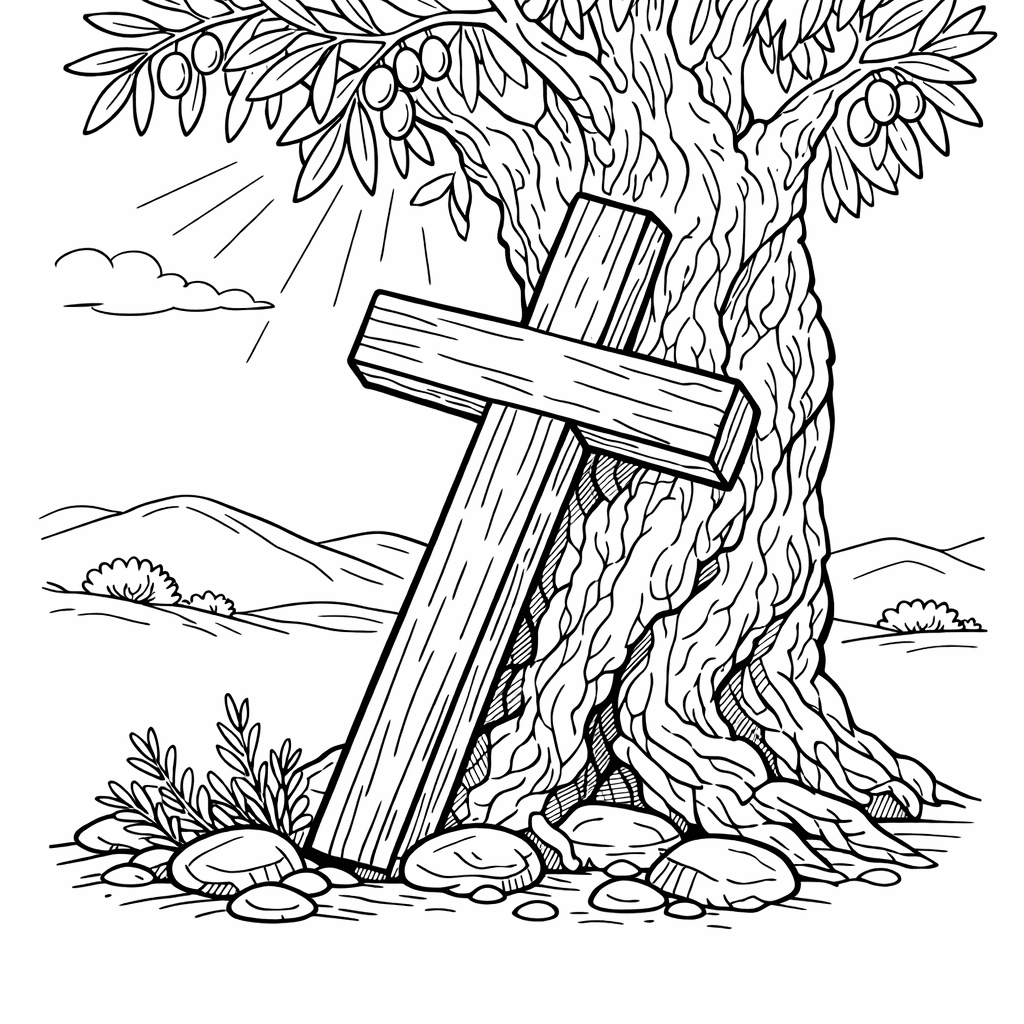 Free printable coloring page: Simple Cross, for ages 7-12