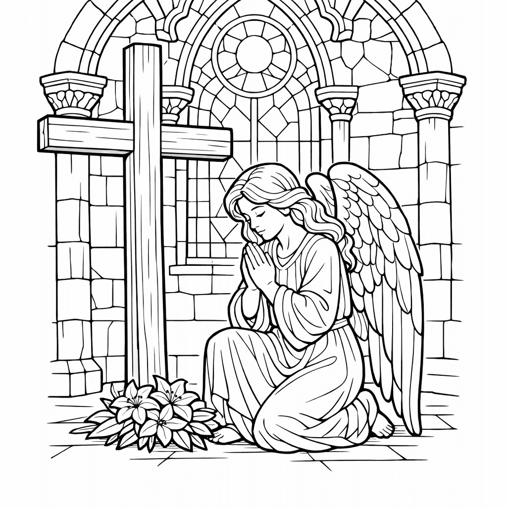 Free printable coloring page: Cross Outline, for ages 7-12