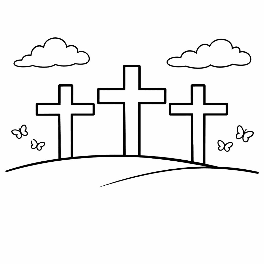 Free printable coloring page: Cross Outline, for ages 3-6