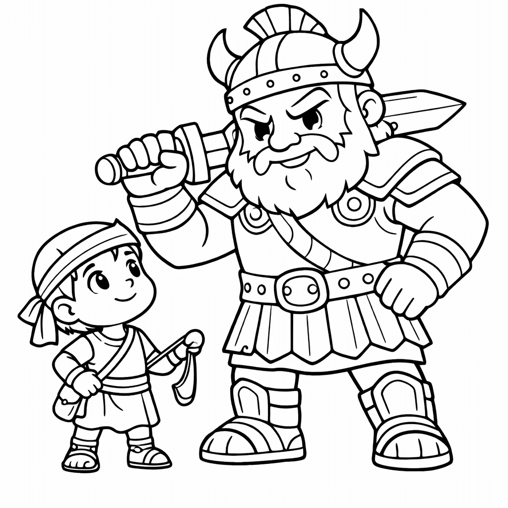 Free printable coloring page: David Simple, for ages 3-6