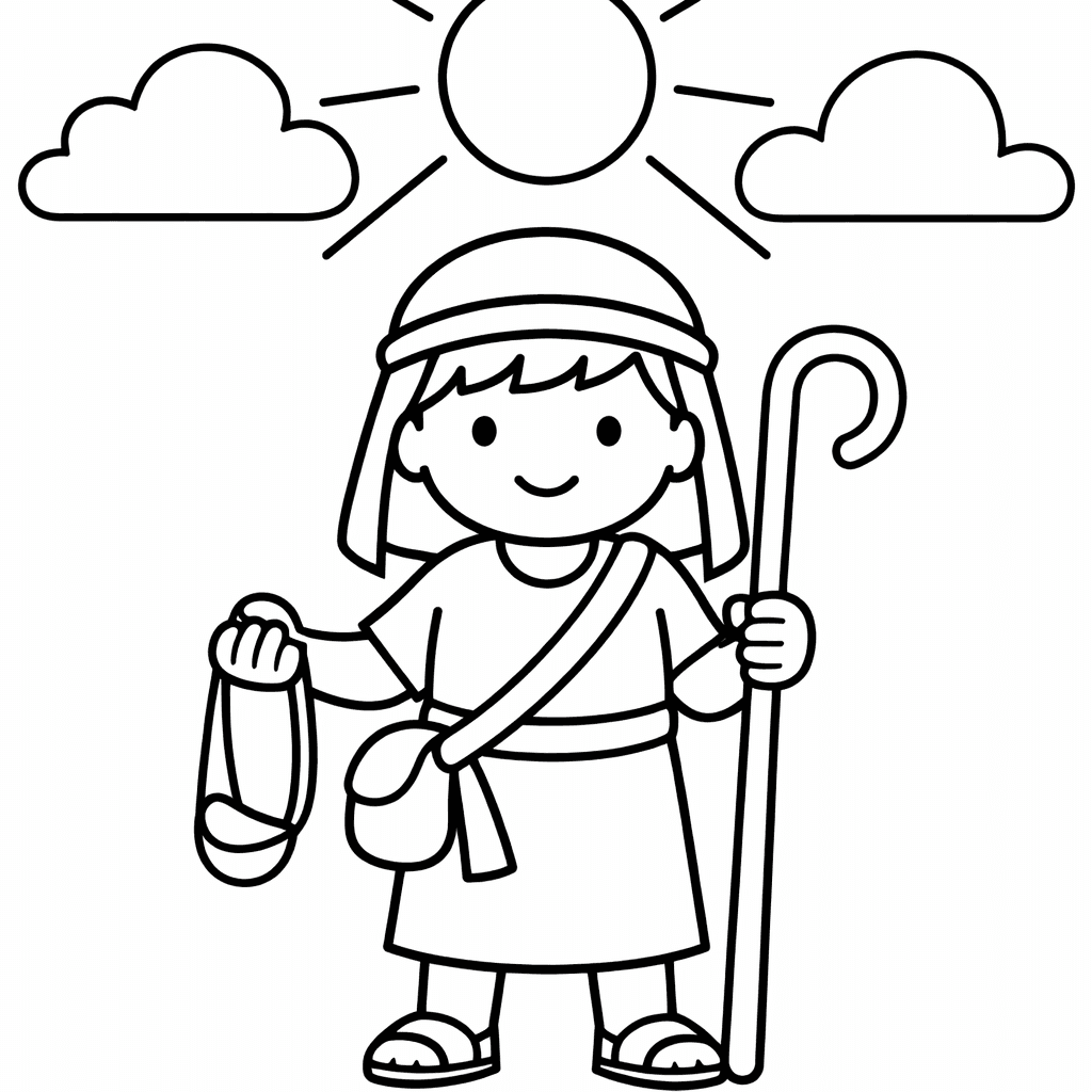 Free printable coloring page: David And Goliath, for ages 3-6