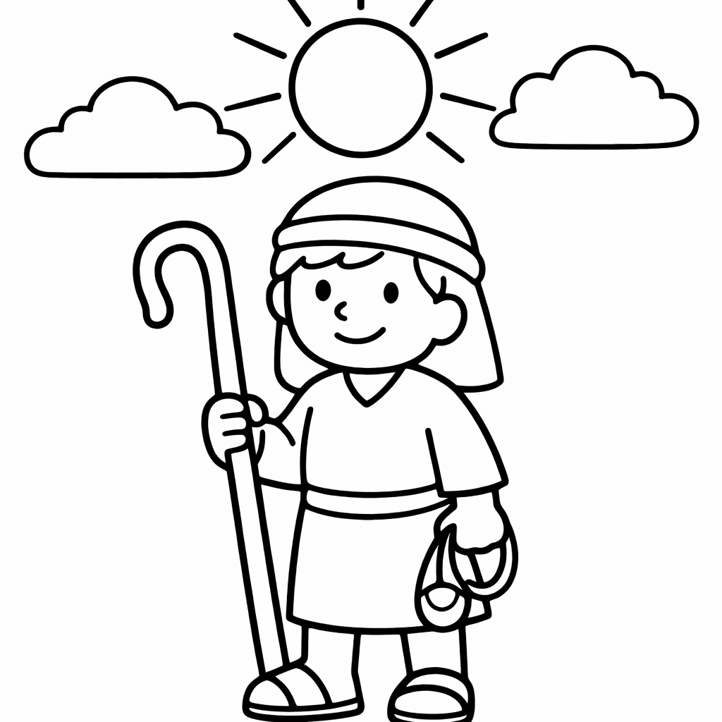 Free printable coloring page: David And Stone, for ages 3-6