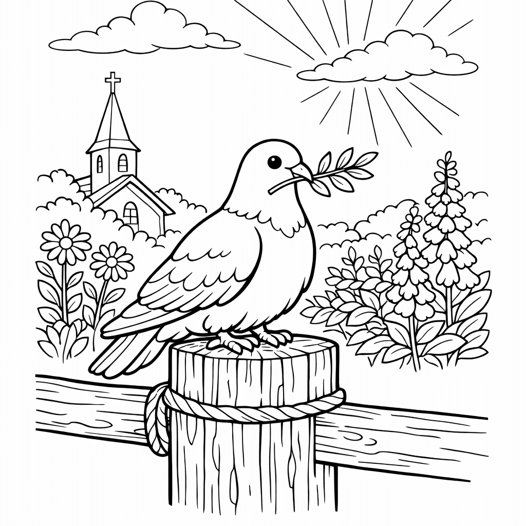 Free printable coloring page: Dove Simple, for ages 7-12