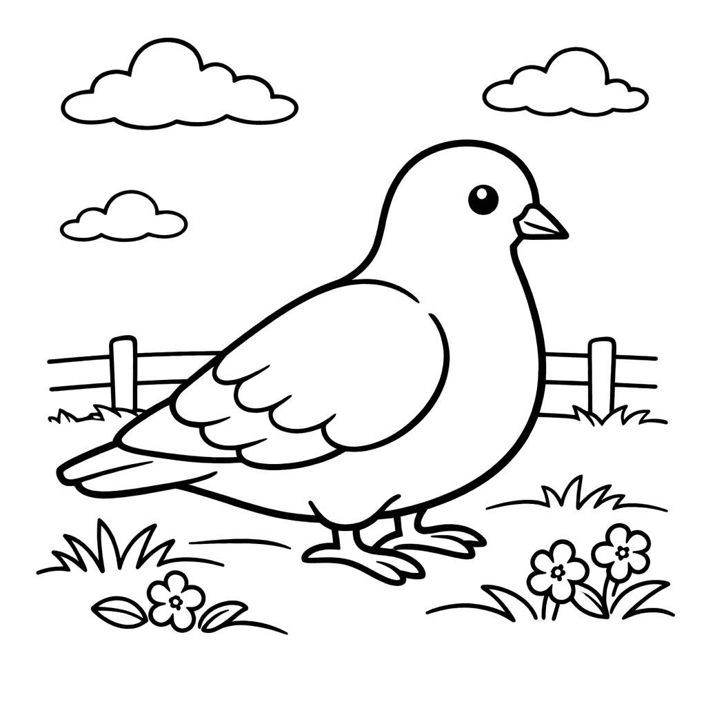 Free printable coloring page: Dove With Olive Branch, for ages 3-6