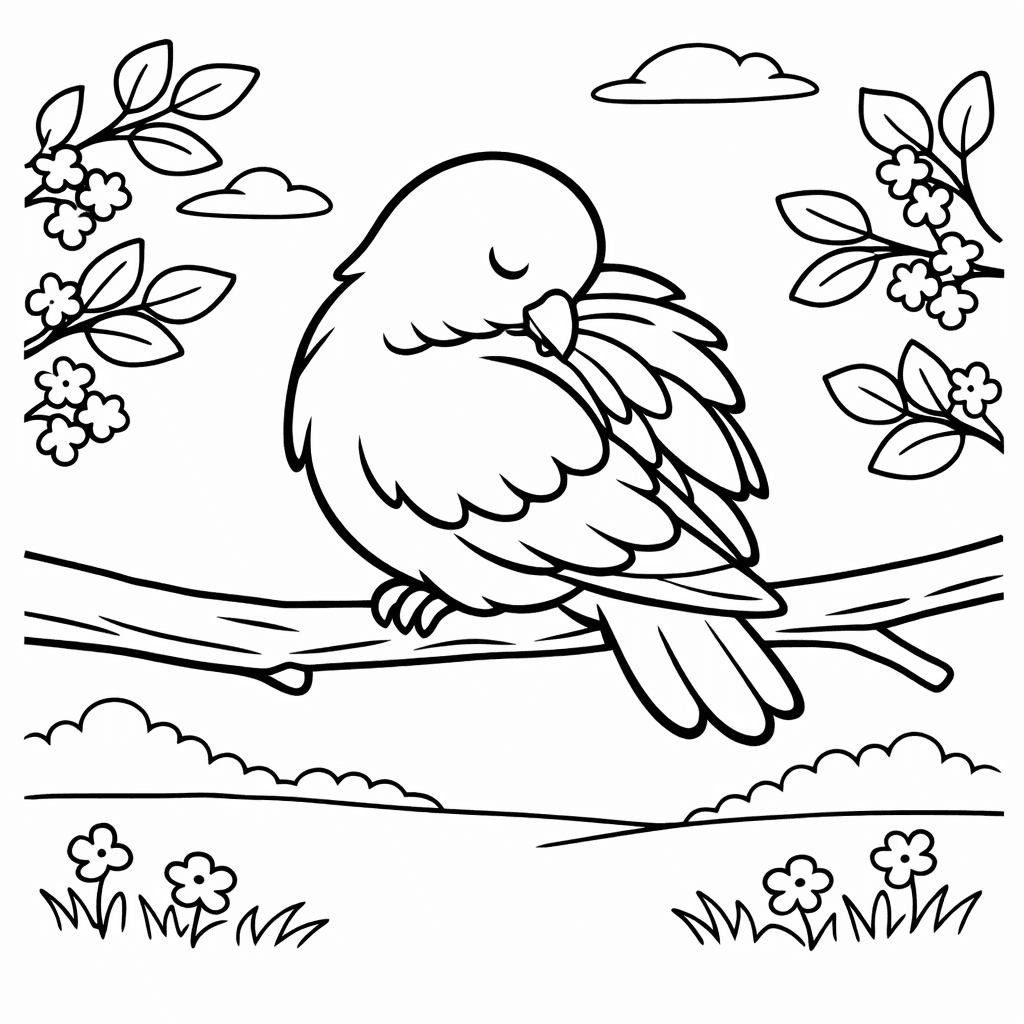 Free printable coloring page: Dove Simple, for ages 3-6