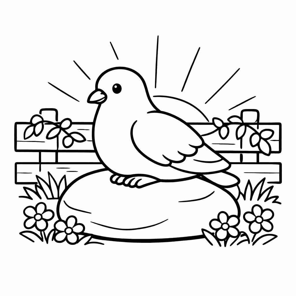 Free printable coloring page: Object Only: A Cute Dove With Clean Outlines,…, for ages 3-6