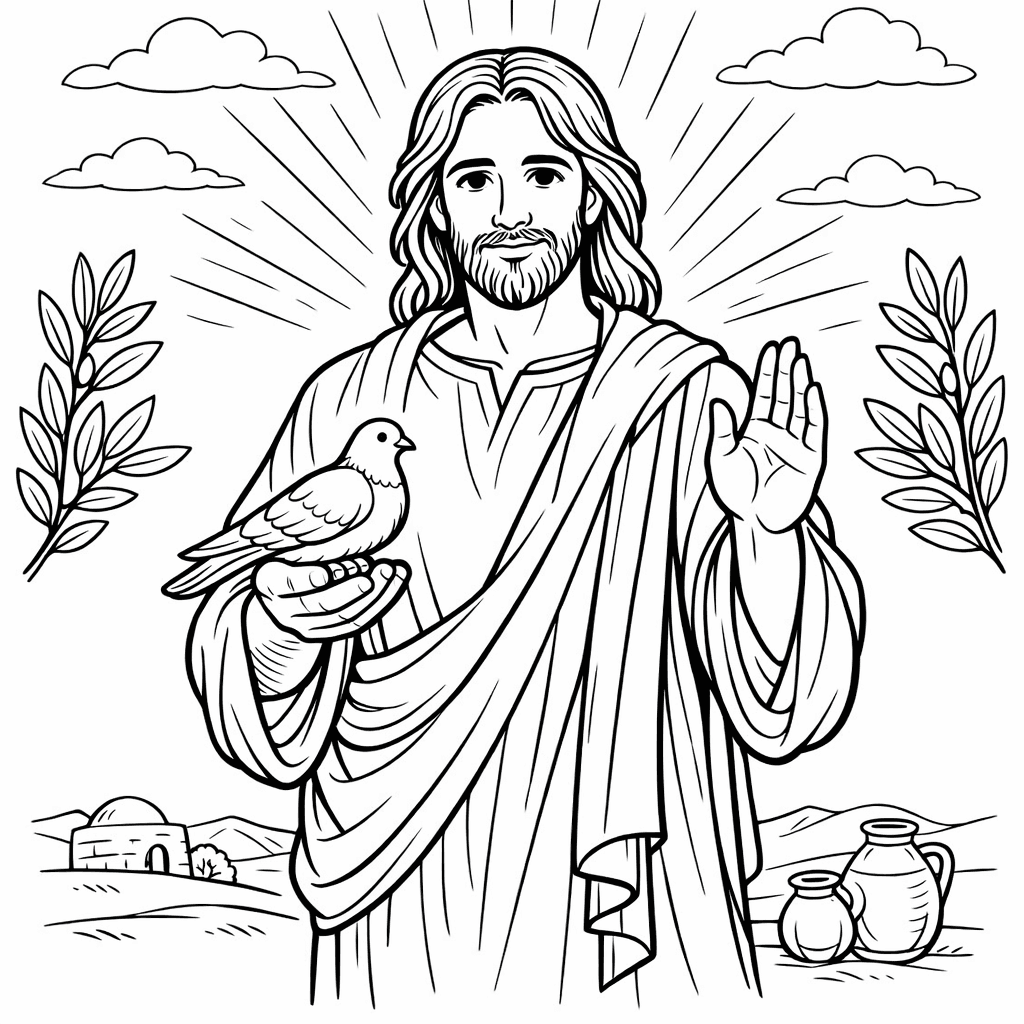 Free printable coloring page: Jesus Gentle, for ages 7-12